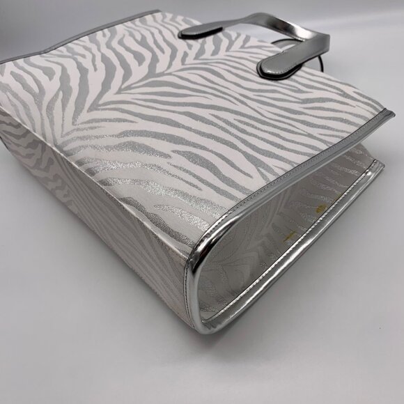 Michael Kors Gigi Silver Zebra Print Large Grab Tote - Picture 7 of 11